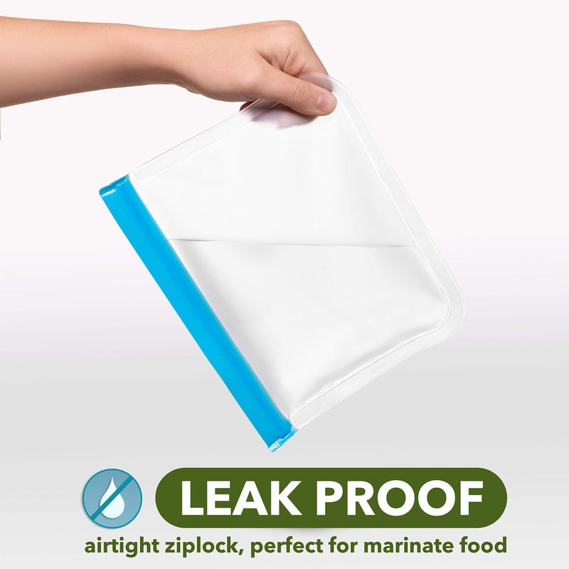 Greenzla Reusable Food Storage Bags - 12 Pack BPA-Free, Extra Thick, Leakproof Freezer & Lunch Carriers; 4 Gallon, Sandwich & Snack Options - Reusable Lunch Bags - Image 3
